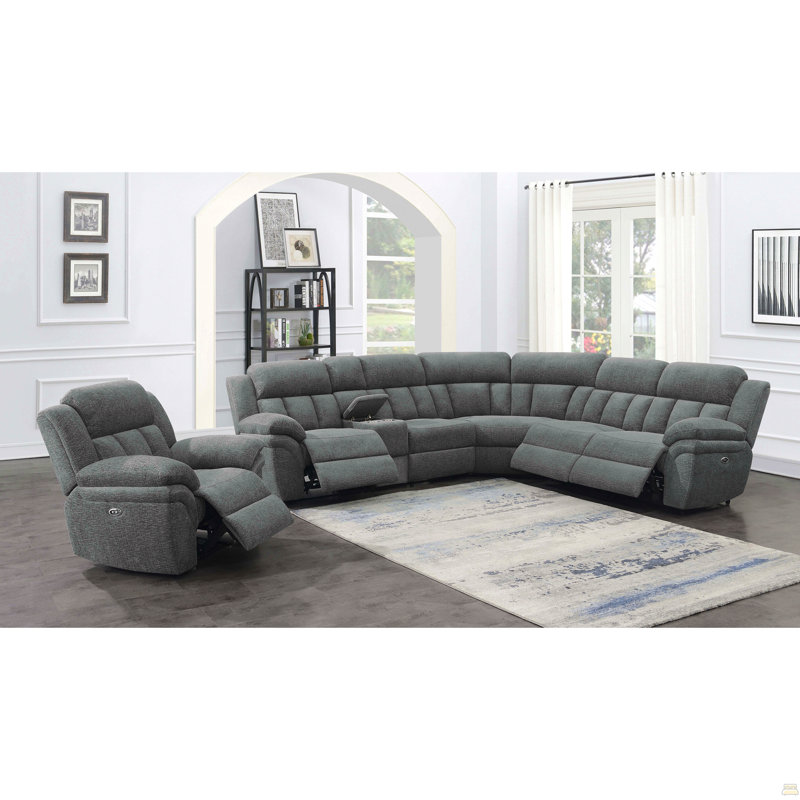 Canapé modulaire inclinable électrique Divine anthracite 6 pièces