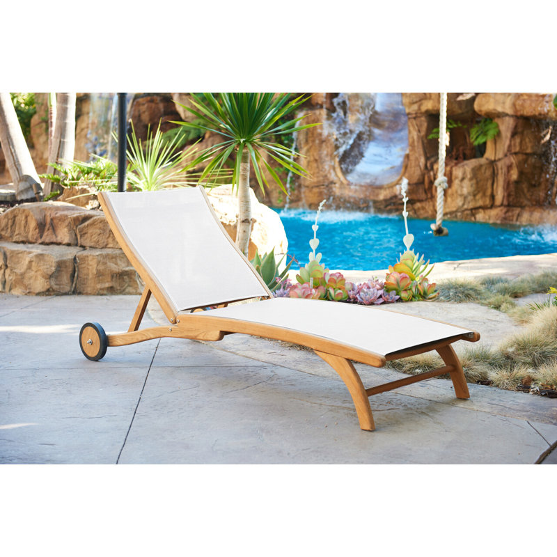 Outdoor Teak Chaise Lounge, Blue
