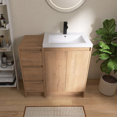Meuble-lavabo sur pied simple 48 po avec plateau en résine Vowar