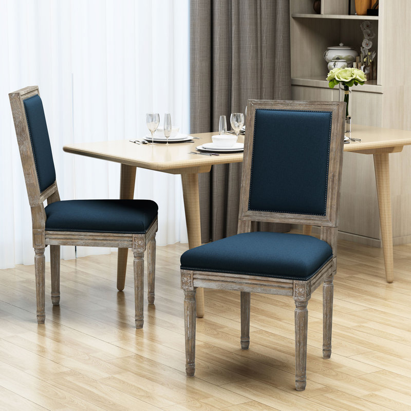 Chaises de salle à manger en tissu bleu marine - de 2, attrait durable 2 en tissu, fabrication