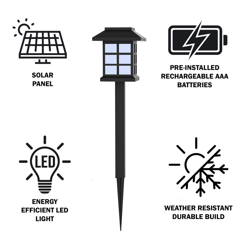 Black Matte Solar LED Pathway Lights Set of 6