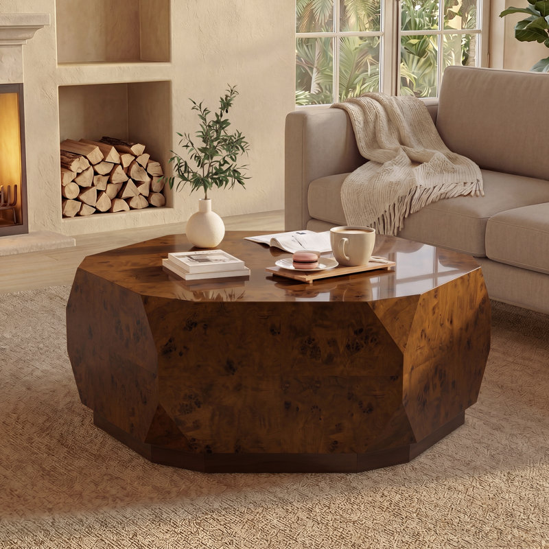 Table basse 36 po, 13.8" H x 36" W x 36" D, Dark Brown Wood / Dark Brown