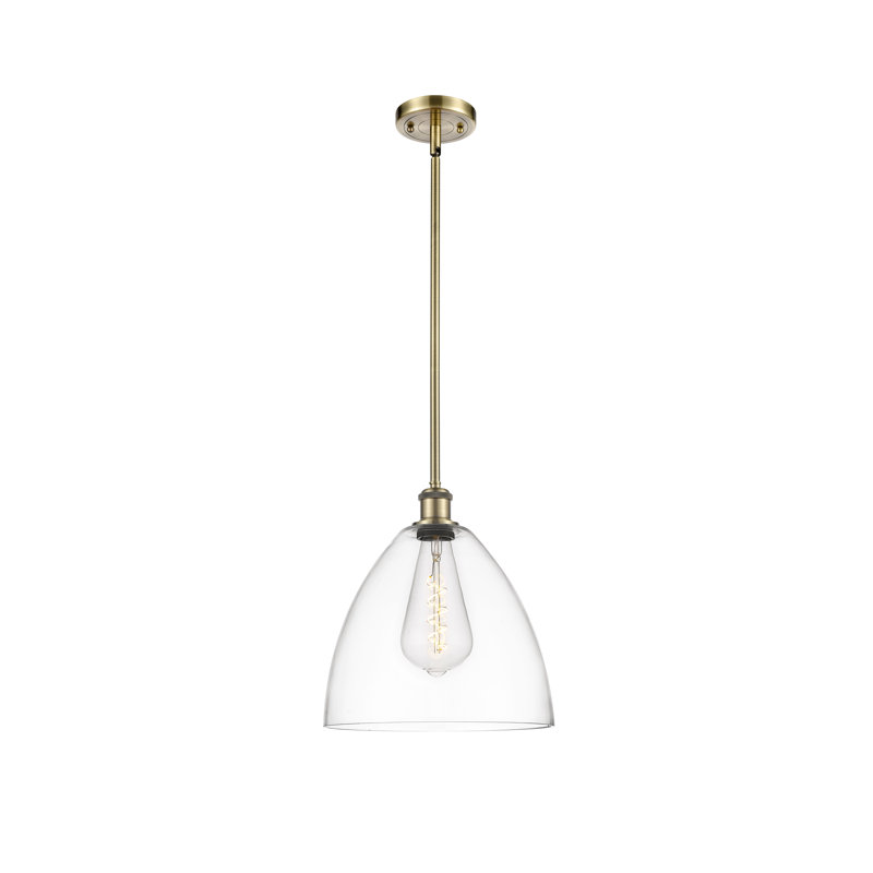 Allysha 1 - Light Single Pendant, Antique Brass, 45.75" H x 12" W x 12" D, Clear