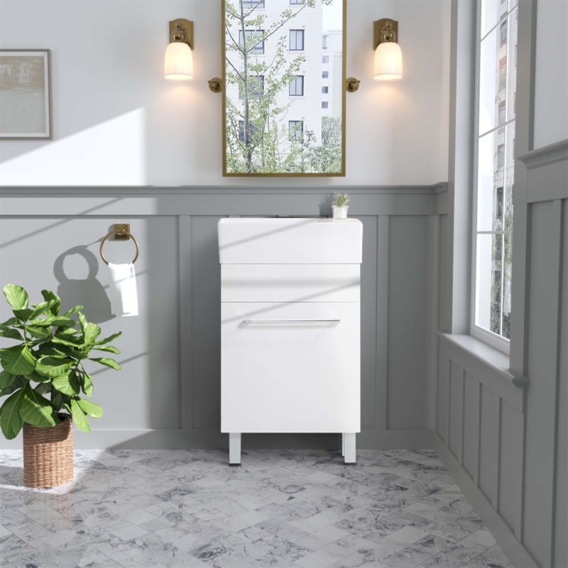 Armoire murale compacte avec lavabo en céramique, idéale pour les petits espaces et le design moderne