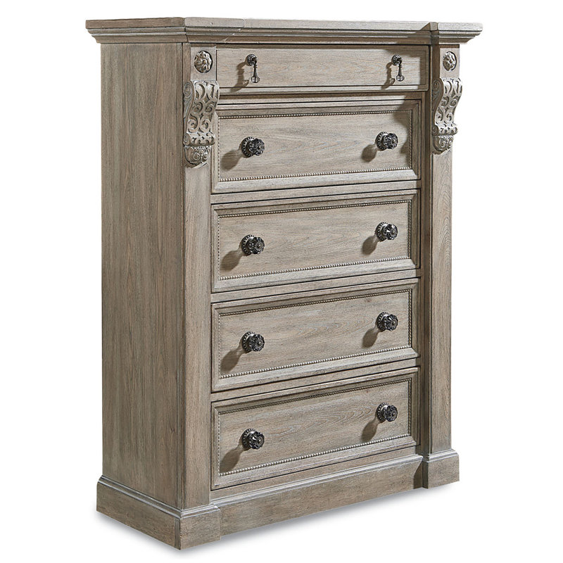 Commode décorative 5 tiroirs Arch Salvage Jackson, Chêne clair