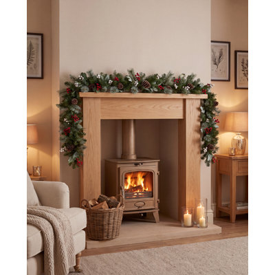ARGENTO 183 cm in. Lighted Fresh Faux Artificial Mixed Assortment Garland