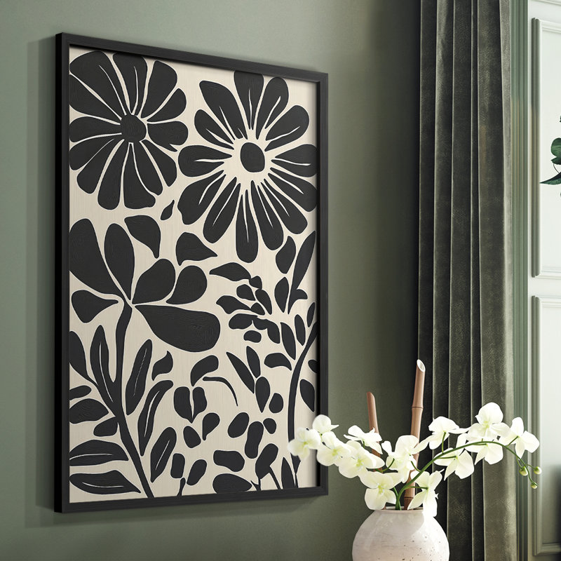 Impression florale encadrée «XIII» - prête à être suspendue - fabriquée aux États-Unis, H 10 po x l 8 po, Noir
