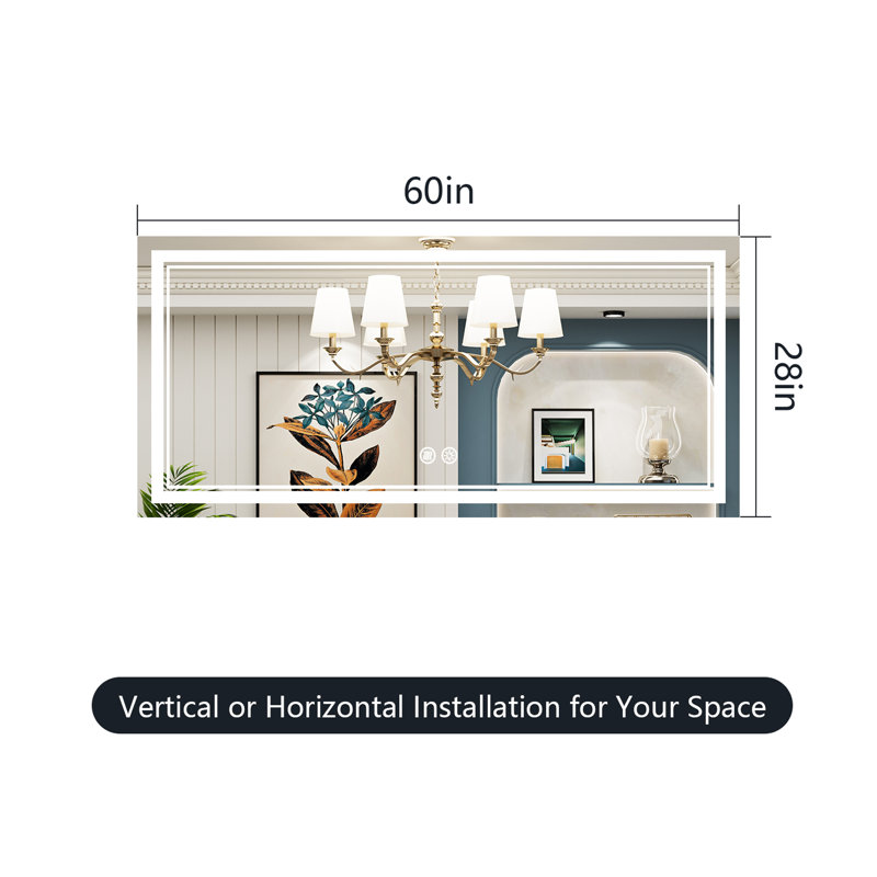 Jayce LED Vanity Mirror with Memory Function, 3 Color Temperatures & Dimmable Light, Anti-fog Tempered Glass ETL Listed Mirror
