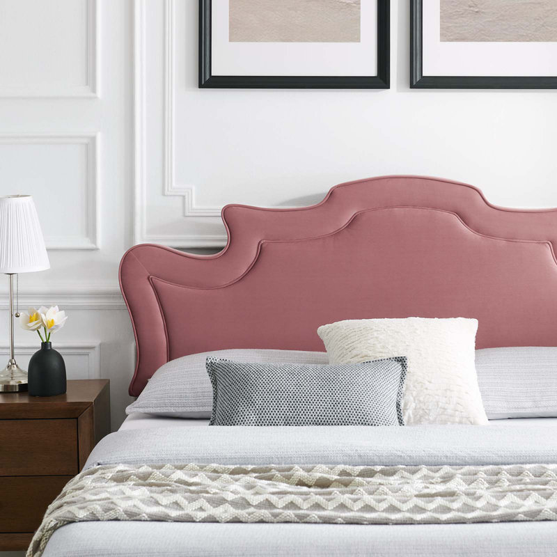 Lit en velours Neena Performance par Modway, Simple, Vieux rose
