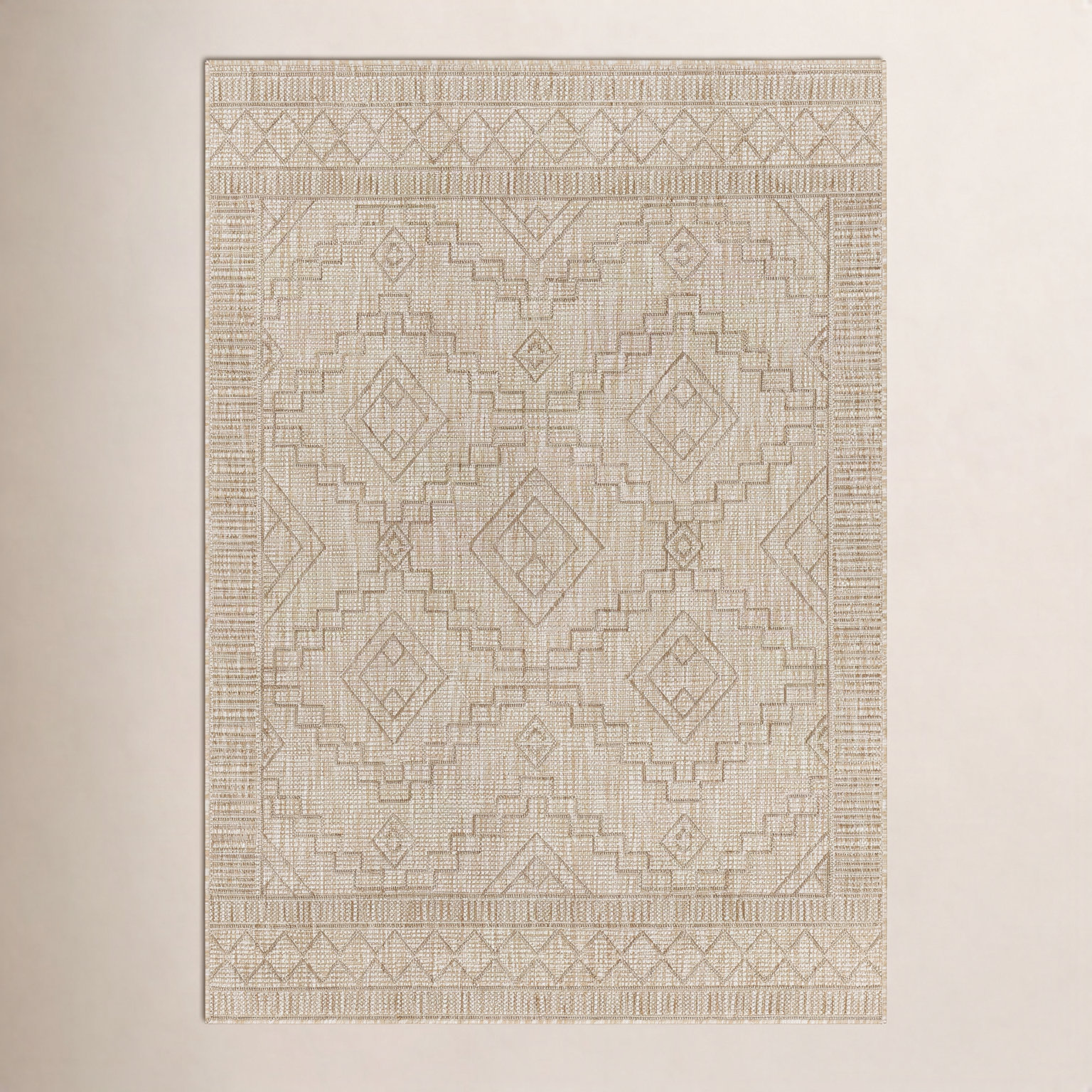 Bronwyn Khaki Outdoor Oriental Rug, Rectangle 5'3" x 7'