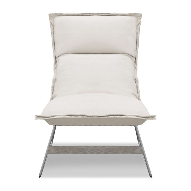 Tweety Leather Lounge Chair, Verdeca Snow, Stainless Steel