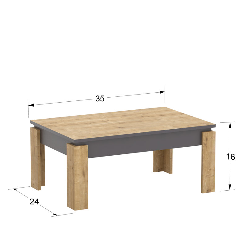 Table basse à 4 pieds Halley, Chêne saphir, Chêne saphir / gris foncé