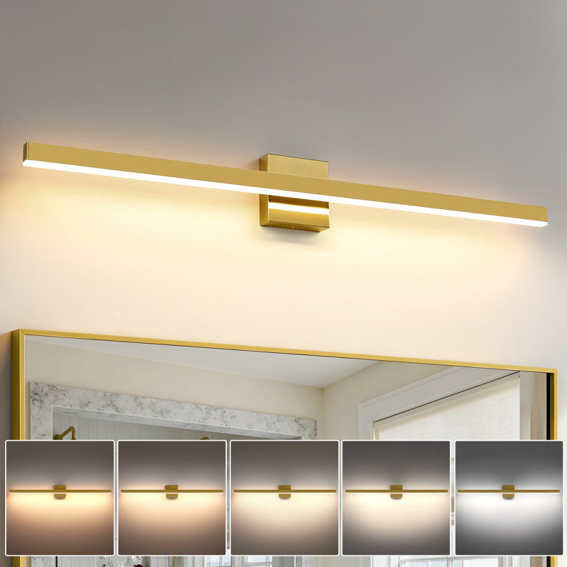 39-Inch 5CCT Dimmable Bathroom Vanity Light, Gold