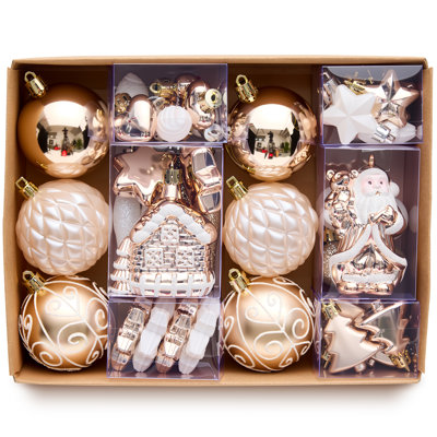 Ensemble 44 pièces de décorations de Noël artificielles de qualité supérieure, fausses boules de décoration de Noël avec textures assorties et formes festives pour un décor d'arbre de Noël luxueux (plusieurs couleurs disponibles)