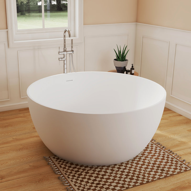 Fslefay 51'' Freestanding Bathtub Solid Surface Deep Soaking Tubs