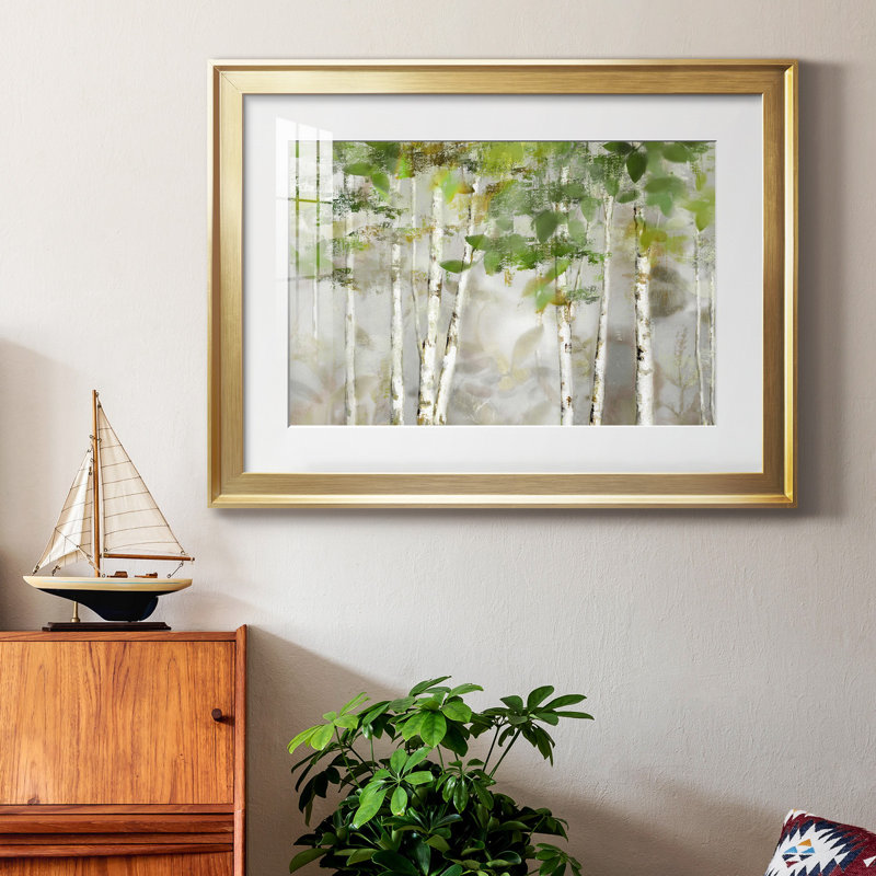 Evergreen Forest - peinture encadrée, Cadre doré, H 26,5 po x l 36,5 po x P 1,5 po