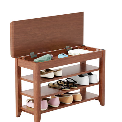 Adjustable Shoe-Changing Bench, Storage Bench, Hidden Storage. with A Load-Bearing Capacity of Up To 550 Pounds, Suitable for Bedrooms And Corridors. 100% Solid Wood