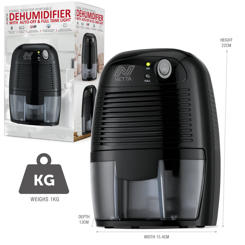 NETTA 500ml Mini Dehumidifier, Black