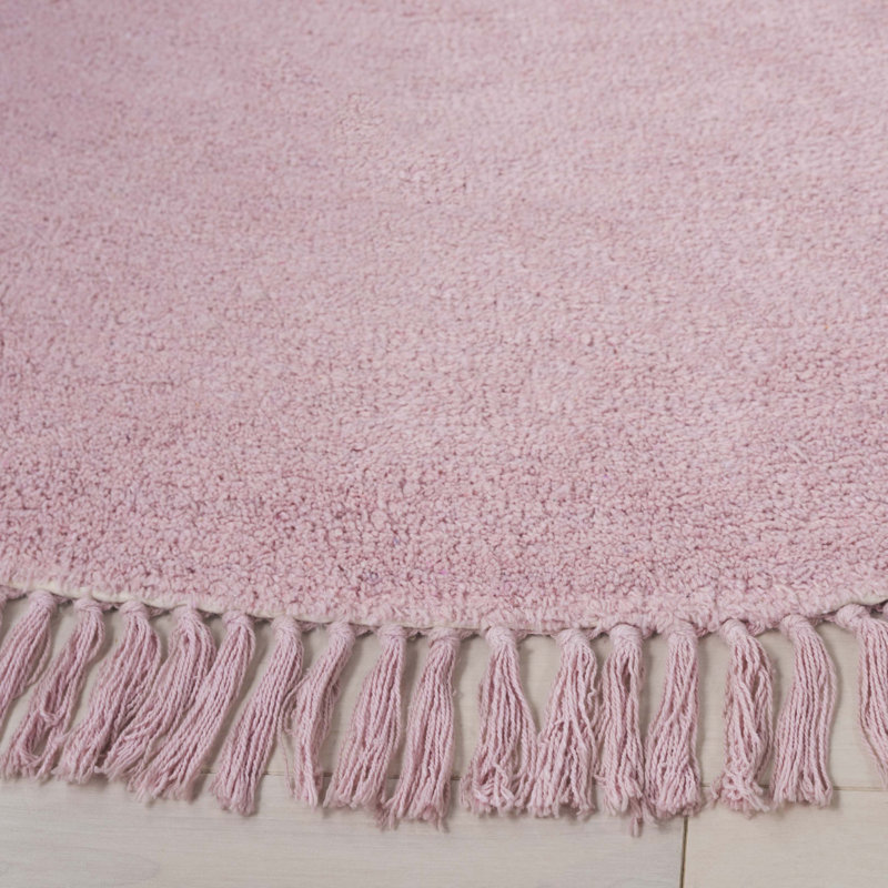 Cuahutemoc Handtufted Recycled Cotton Machine Washable Solid Color Rug, Round 6'