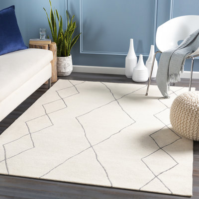 Tapis gris anthracite / crème en laine touffeté à la main Sailyn
