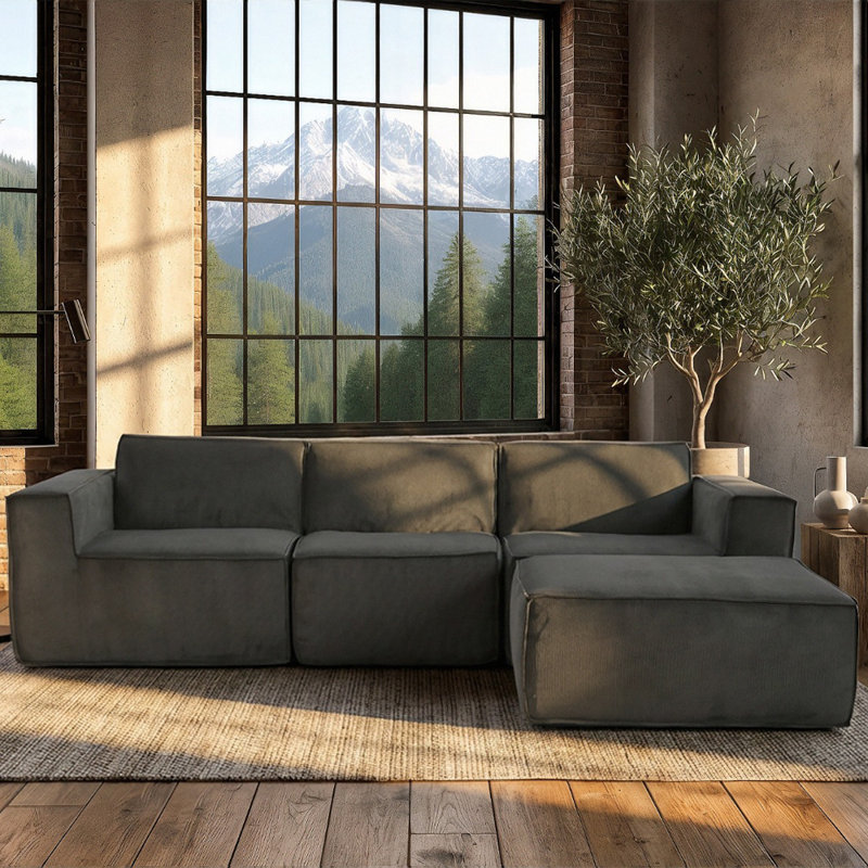 3 Seater Corduroy Sofa & Chaise