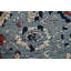 Tapis bleu / rouge / gris en laine noué à la main de conception unique 9 pi 9 po x 13 pi New Age