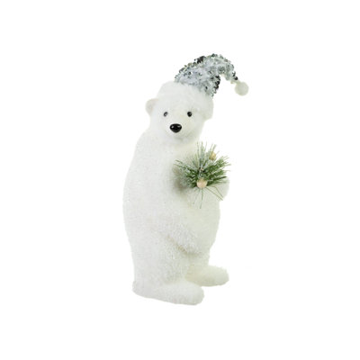 Ours polaire debout en polystyrène blanc 12 po avec paillettes