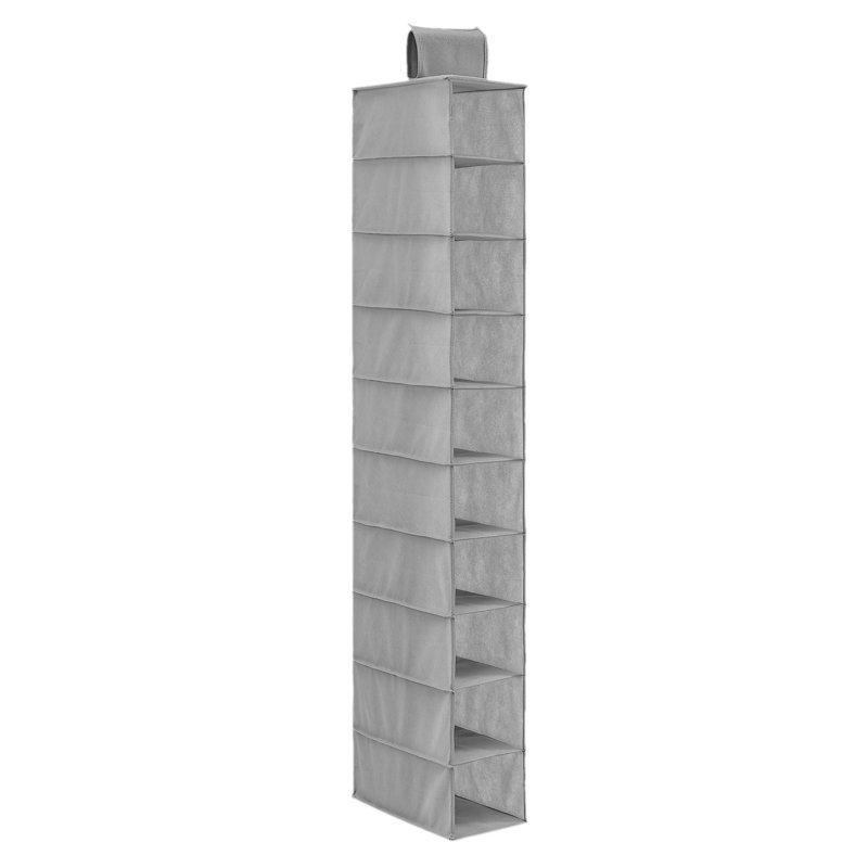10 Pockets Non-woven Fabric-proof Shoe Clothes Hanging Storage Rack Shelf Door Wardrobe Hanger Organizer 15cm Wide, Gray