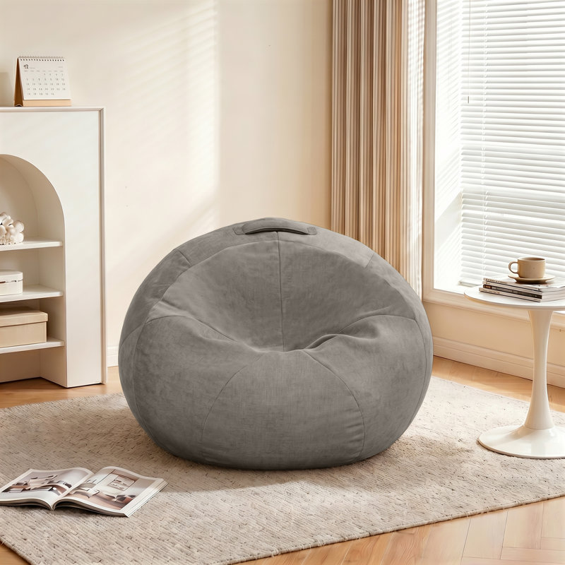 Fauteuil à billes en velours et chenille, Gris