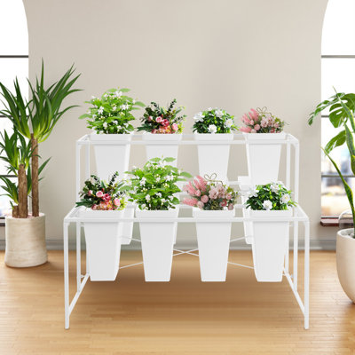 Annville Metal Flower Display Stand Plant Stand With 12PCS Buckets