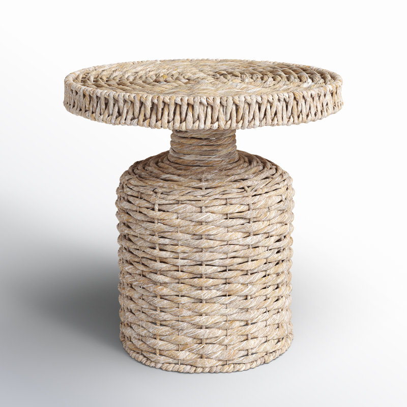 Table d'appoint en jacinthe d'eau naturelle, Blanc