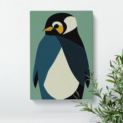 Penguin In Abstract No.4 - Wrapped Canvas