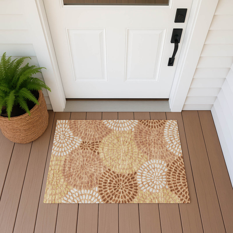 Machine Washable Indoor/Outdoor Chantille ACN2492 Geometric Rug, 1'8" x 2'6", Copper