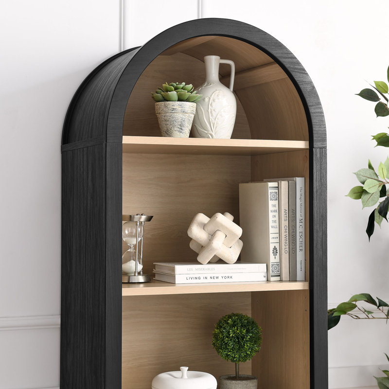Evie Arched Narrow Black Bookcase Display Cabinet