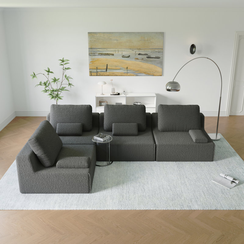 Canapé modulaire surdimensionné surdimensionné, ensemble de canapé de plancher Boucle de luxe, canapé convertible compressé, canapé spacieux rempli de mousse pour le salon, combinaison libre, 3 couleurs