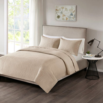 Literie pour courtepointe réversible kaki 3 pièces