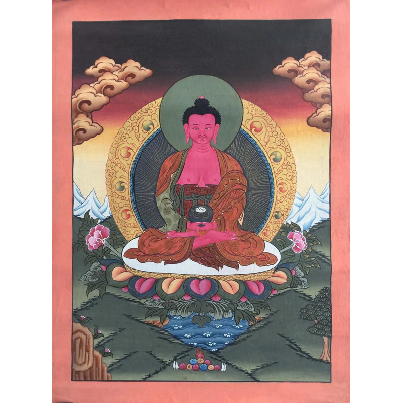 Bouddha Amitabha Thangka (Thangka sans brocart)
