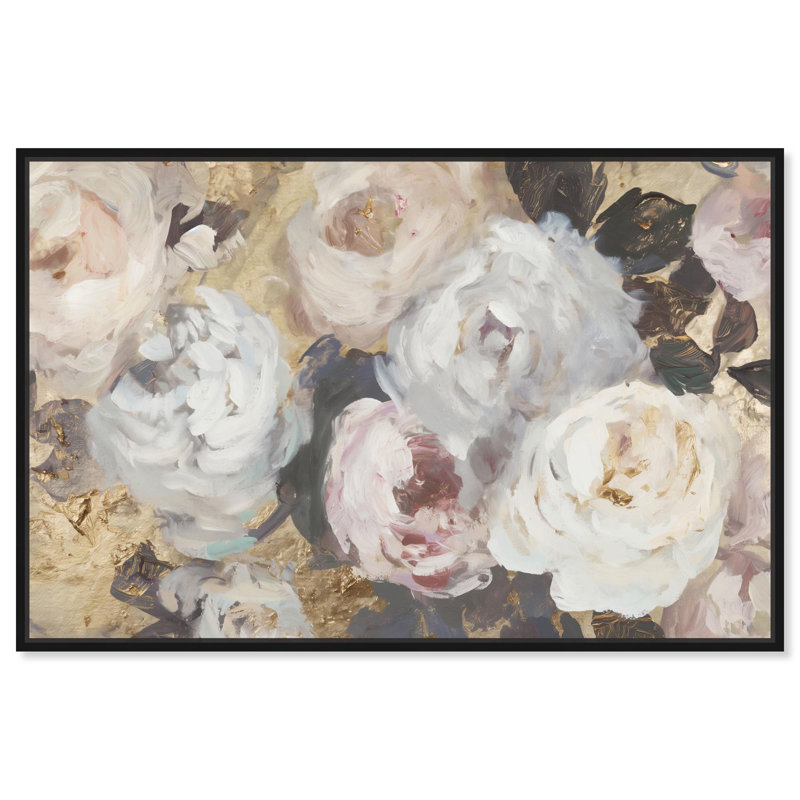 Art, art floral sur toile, H 11 po x l 16 po, Cadre flottant noir