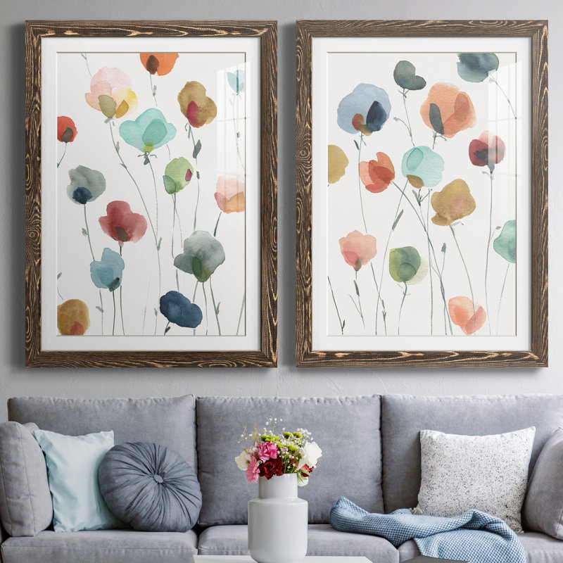 «Lollipop Garden I», ensemble de 2 impressions, H 44 po x l 31 po x P 1 po, Impression encadrée avec passe-partout, Érable