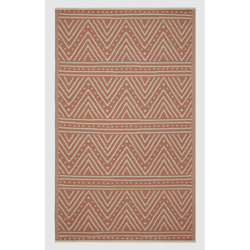 Outdoor Rug Plastic Straw Rug Waterproof Patio Johaan, Rectangle 5' x 8', Patan - Coral