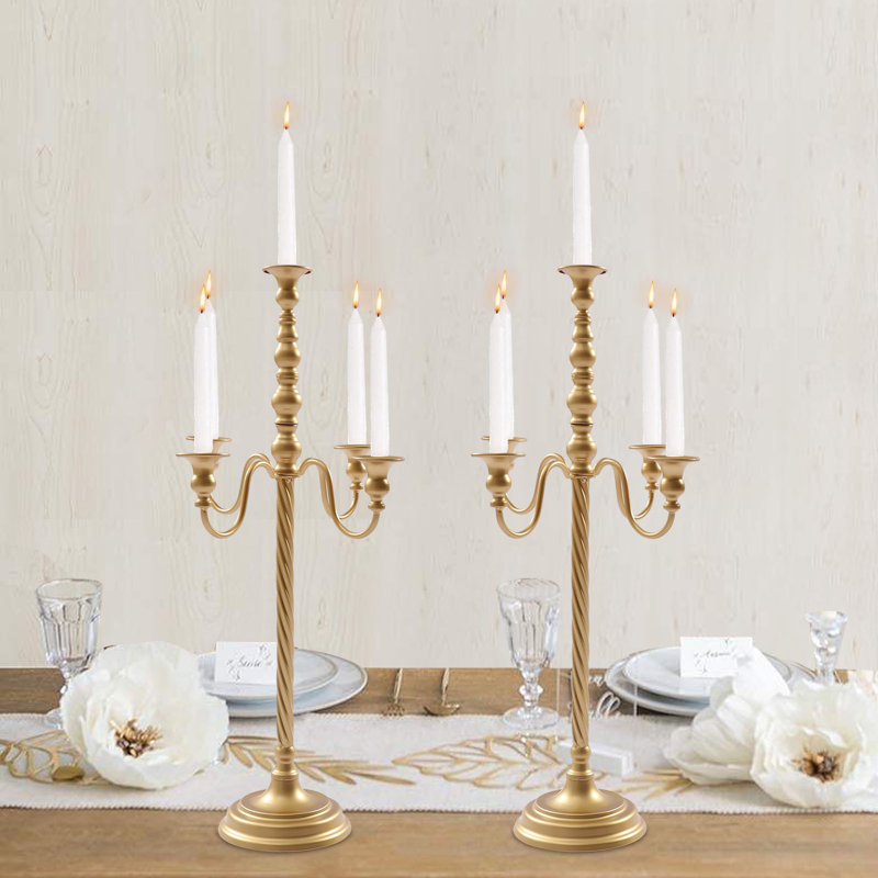 Topaz 28'' H Metal Tabletop Candlestick, Gold