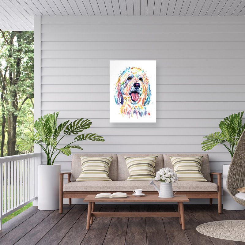 Lisa Whitehouse Goldendoodle - Toile d'extérieur moelleuse, H 35 po x l 47 po