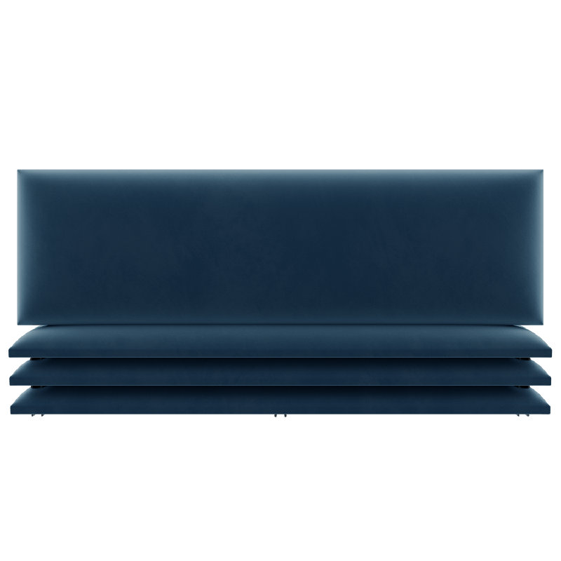 Garen Upholstered Headboard, Velvet Peacock Blue, European Single (90 x 200 cm)