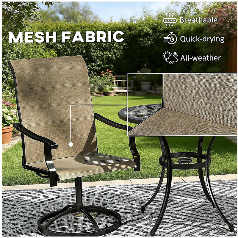 High Back Outdoor Chairs,Swivel Chairs Set of 2, Brown/Black