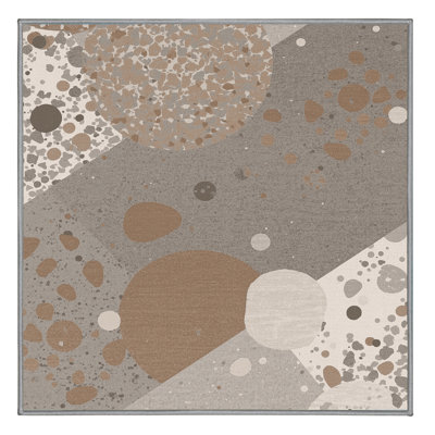 Machine Washable Pantelis Modern & Contemporary Geometric Rug in Gray – Gray Binding