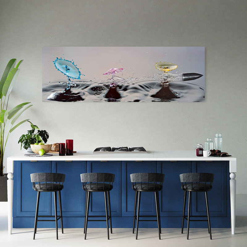 «Vibrant Liquide Collisions Abstract Colorful Vibrant», art mural, H 20 po x l 60 po