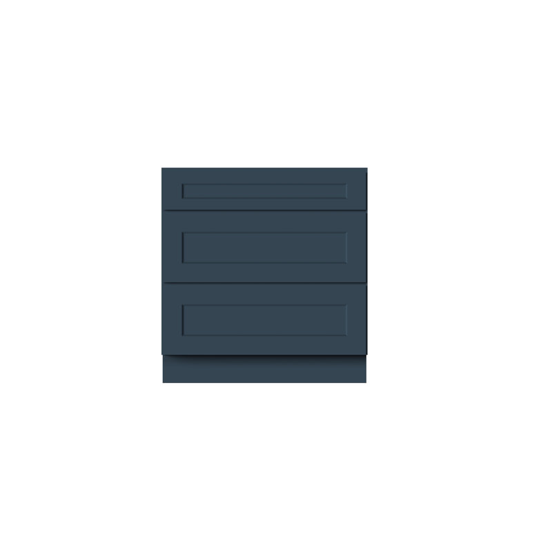Armoire inférieure à 3 tiroirs DL Cabinetry (prête à assembler) de style Shaker l 33 po x H 34,5 po x P 24 po, Cyber gris