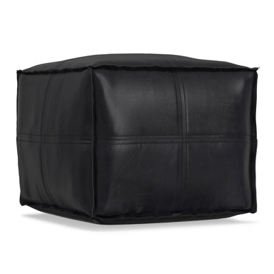 Brody 18"W Upholstered Vegan Faux Leather Square Pouf