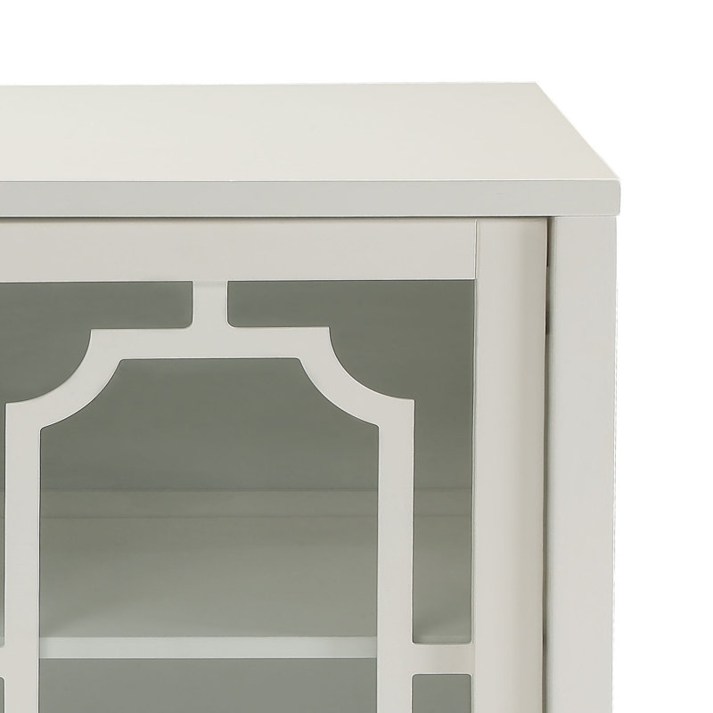 Console Stetson avec portes en verre et tablette de rangement, H 30,5 po x l 34,5 po x P 15,5 po