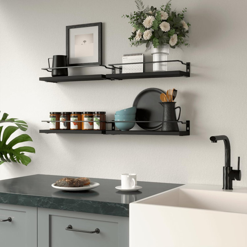 Haddam Bathroom Shelves, Black, 4